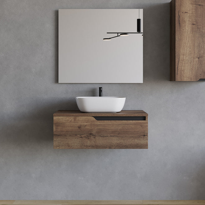Meuble de salle de bain 80cm avec vasque à poser arrondie - 1 tiroir - CADIX