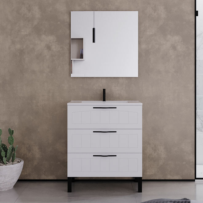 Meuble de salle de bain 60cm simple vasque - 3 tiroirs - CALA