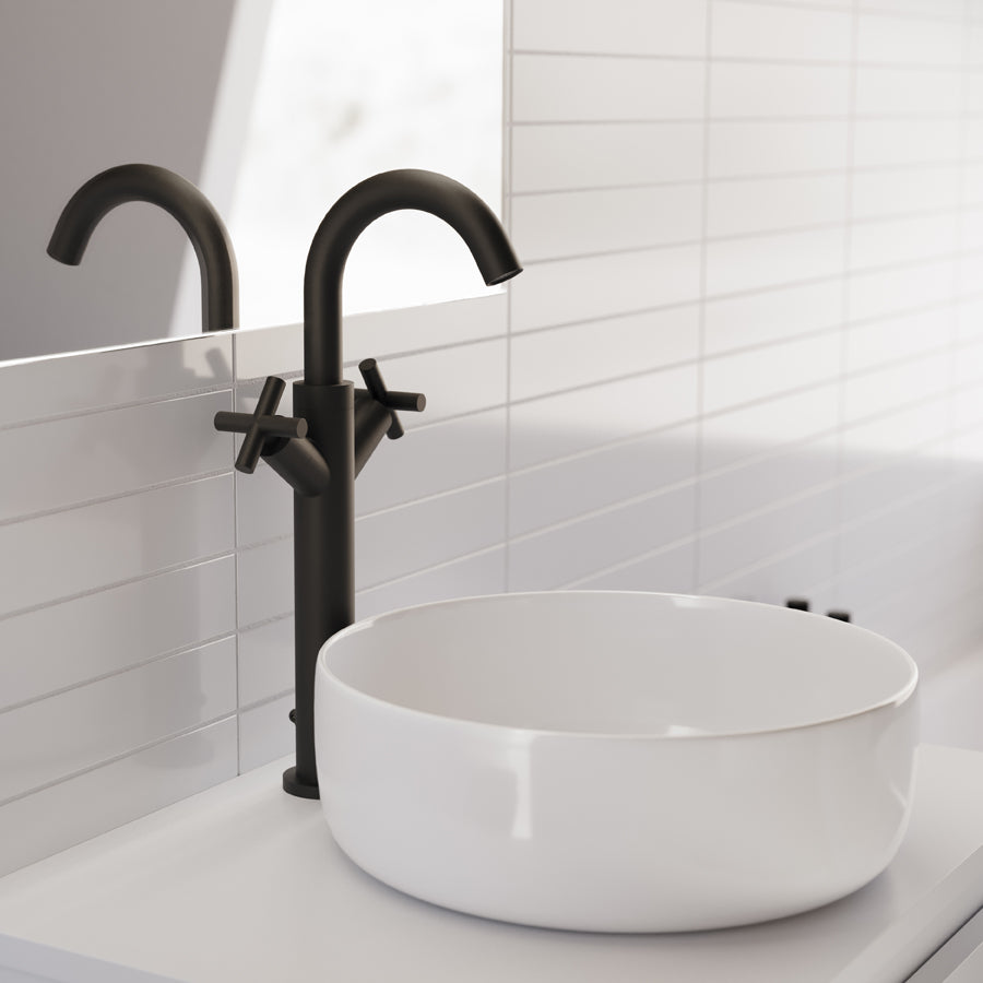 Robinet mélangeur lavabo bec haut CRUZETA - Anthracite