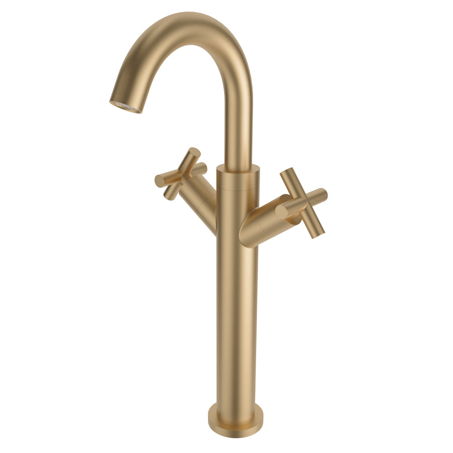 Robinet mélangeur lavabo bec haut CRUZETA - Or mat