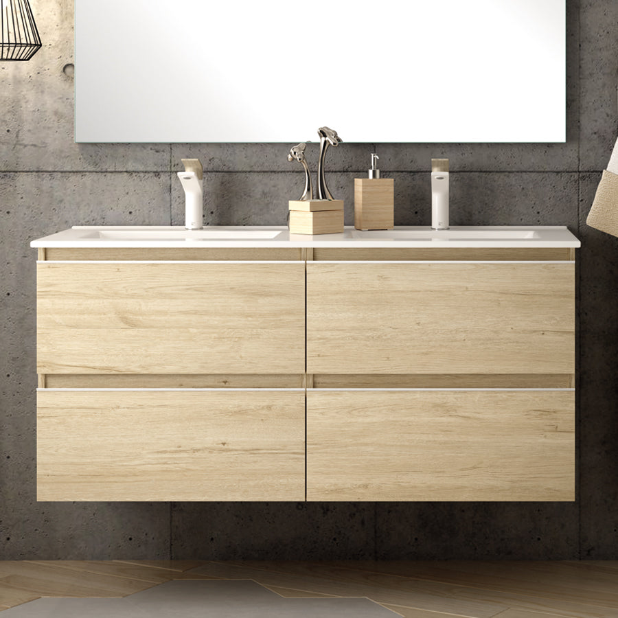 Meuble de salle de bain 120cm double vasque - 4 tiroirs - BALEA