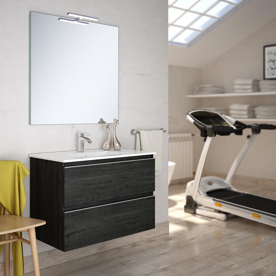 Meuble de salle de bain 100cm simple vasque - 2 tiroirs - BALEA