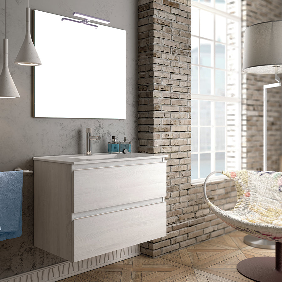 Meuble de salle de bain 100cm simple vasque - 2 tiroirs - BALEA