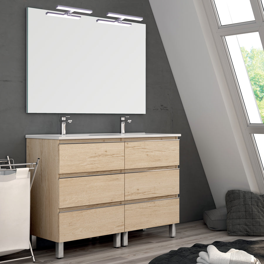 Meuble de salle de bain 120cm double vasque - 6 tiroirs - PALMA