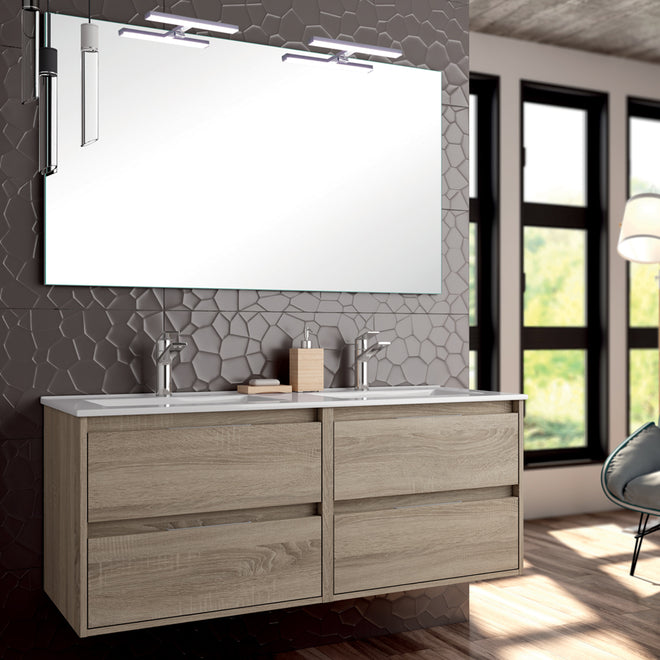 Meuble de salle de bain 120cm double vasque - 4 tiroirs - IRIS