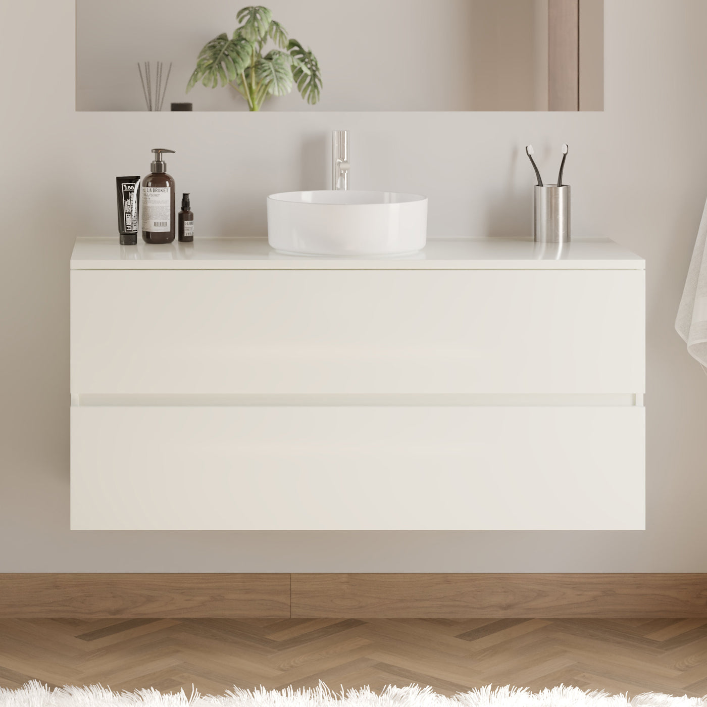 Meuble de salle de bain IDA 120 cm vasque ares blanc sans miroir 