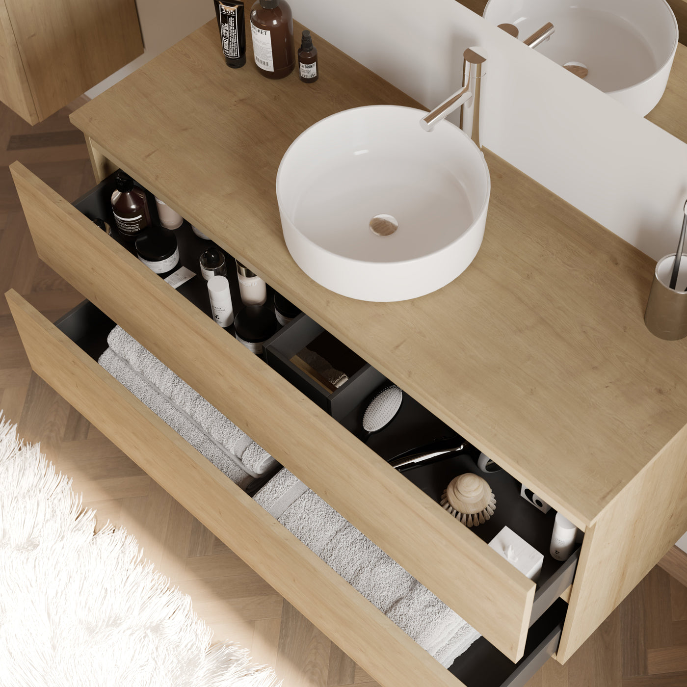 Meuble de salle de bain IDA 120 cm vasque ares nebraska vue de dessus 