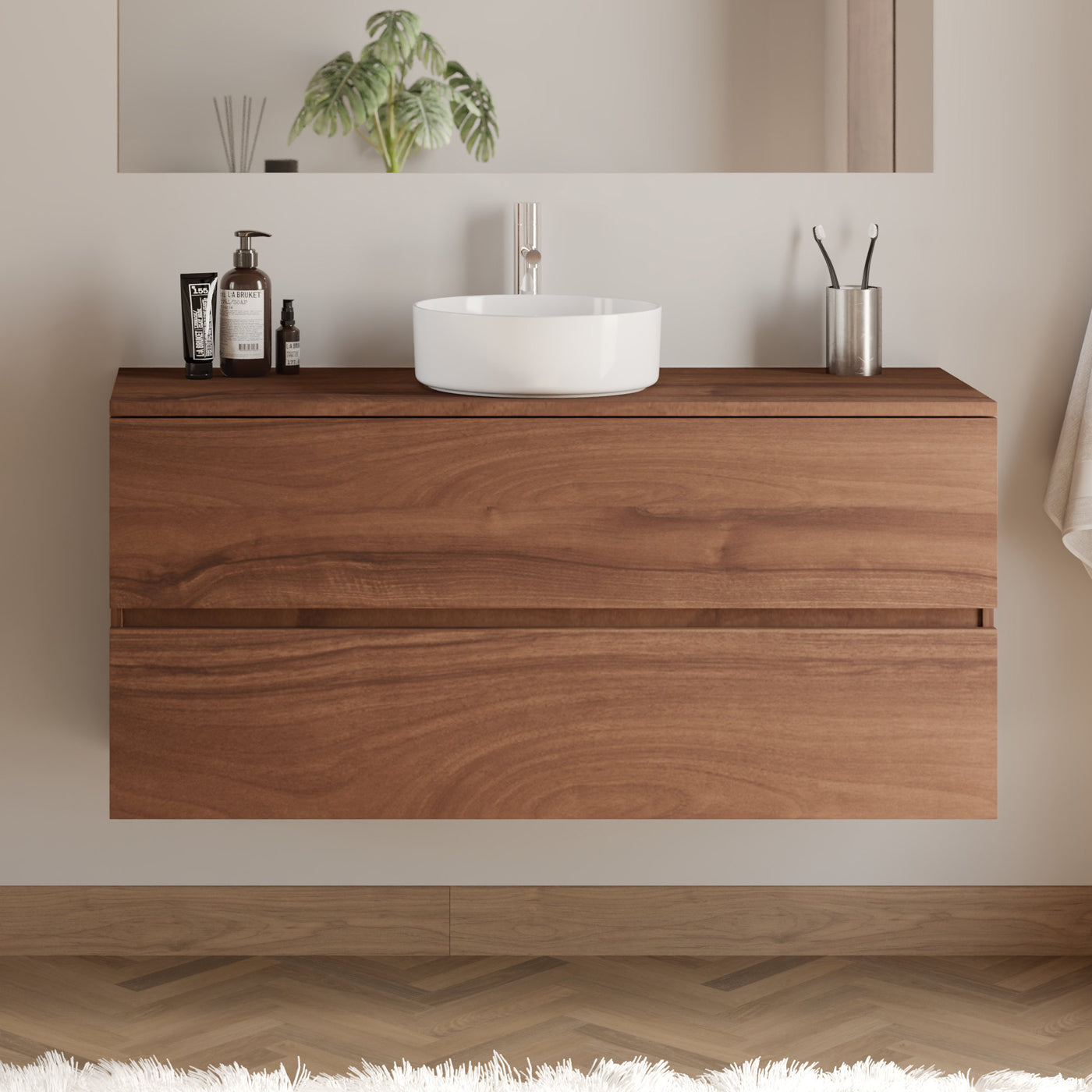 Meuble de salle de bain IDA 120 cm vasque ares nogal sans miroir 