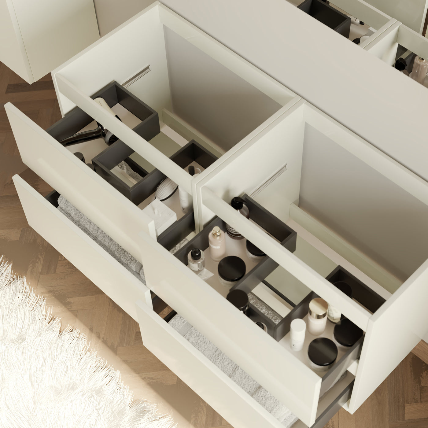 Ida 120 double meuble seul blanc vue de dessus