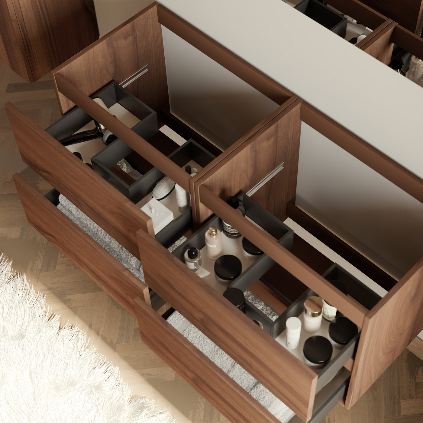 Ida 120 double meuble seul nogal vue de dessus