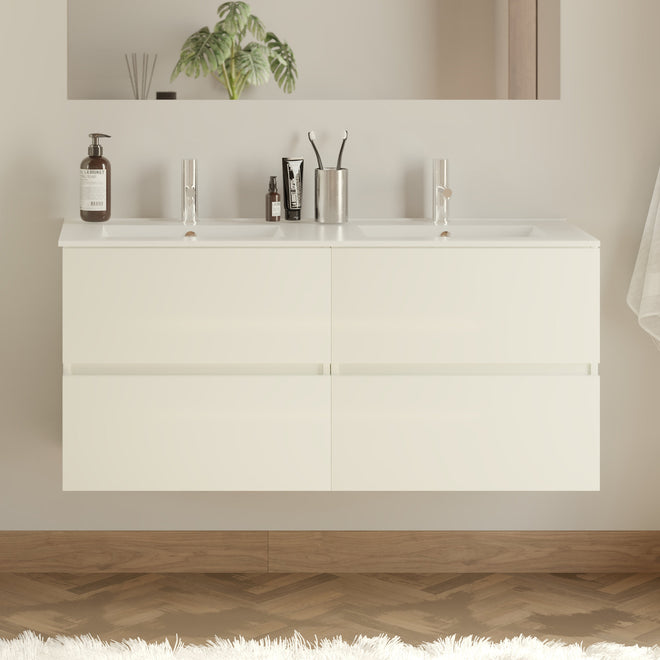 Meuble de salle de bain 120cm double vasque - 4 tiroirs - sans miroir - IDA