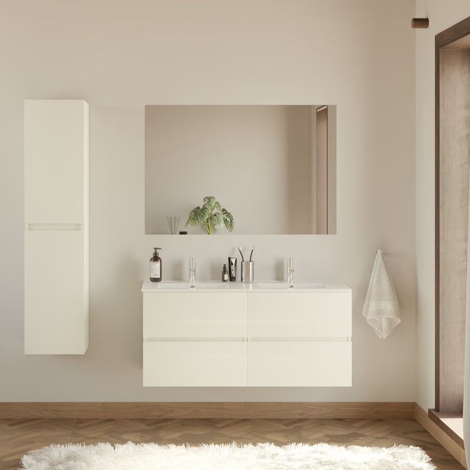 Meuble de salle de bain IDA 120 cm double vasque blanc scene 