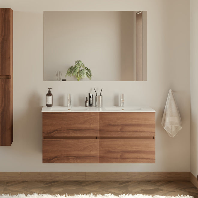 Meuble de salle de bain 140cm double vasque - 4 tiroirs - IDA