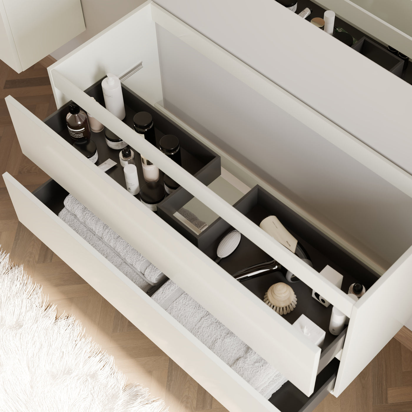 Meuble de salle de bain IDA 120 cm meuble seul blanc vue de dessus