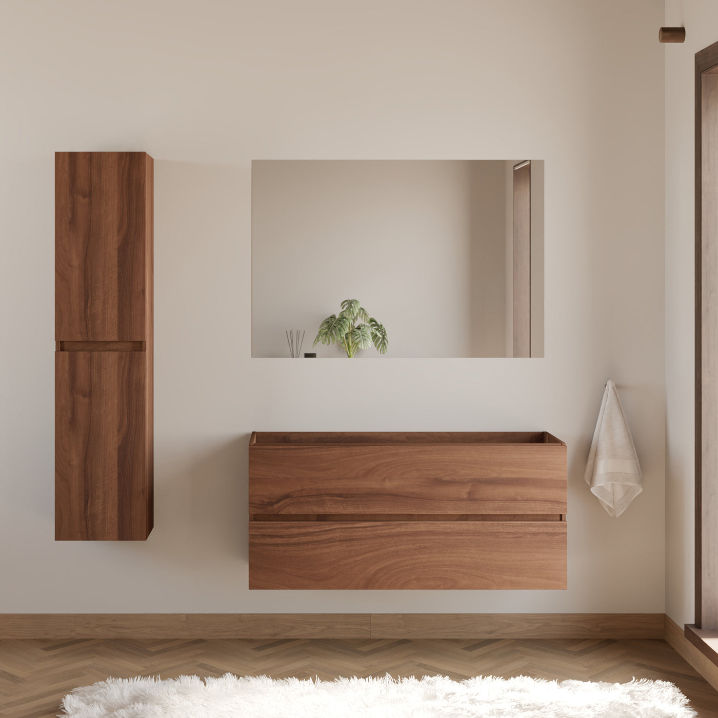 Meuble de salle de bain IDA 120 cm meuble seul nogal scene