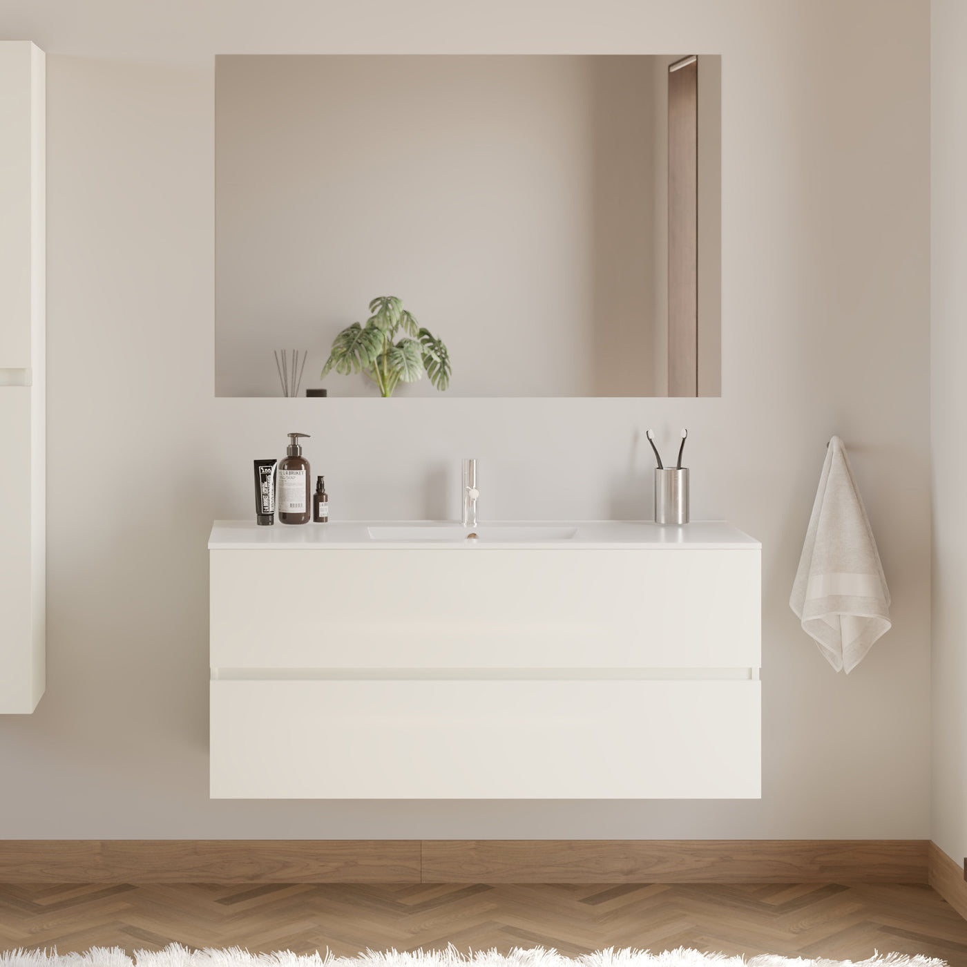 Meuble de salle de bain IDA 120 cm plan vasque blanc
