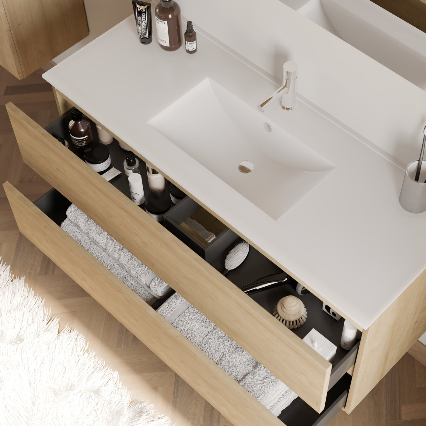 Meuble de salle de bain IDA 120 cm plan vasque nebraska vue de dessus