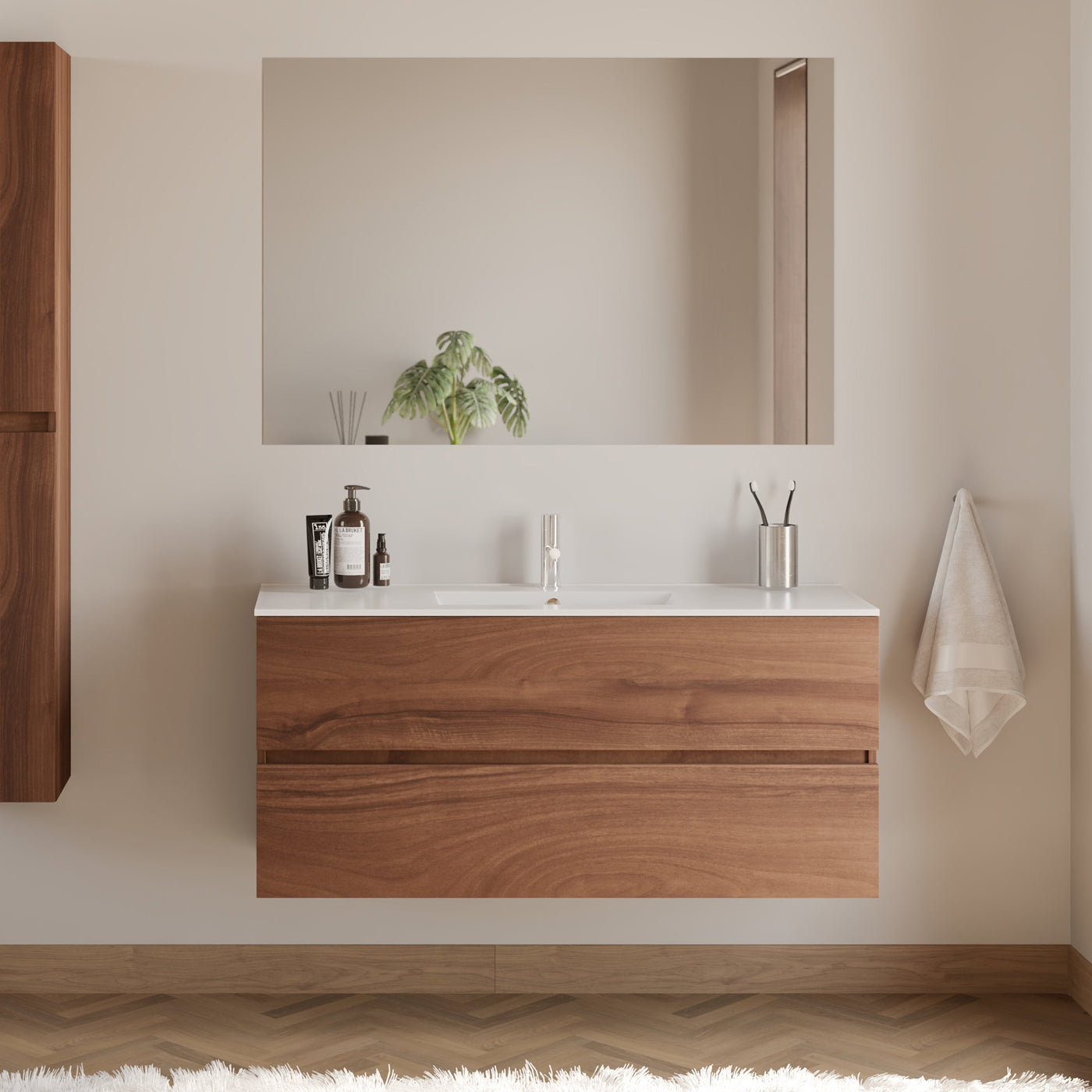 Meuble de salle de bain IDA 120 cm plan vasque nogal