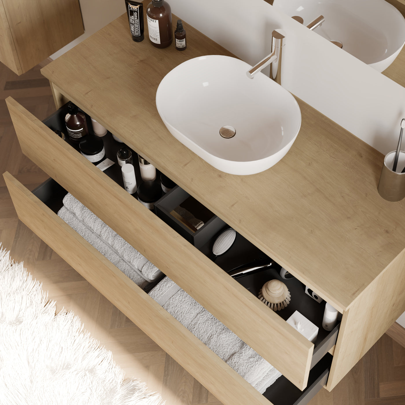 Meuble de salle de bain IDA 120 cm zeus nebraska vue de dessus 