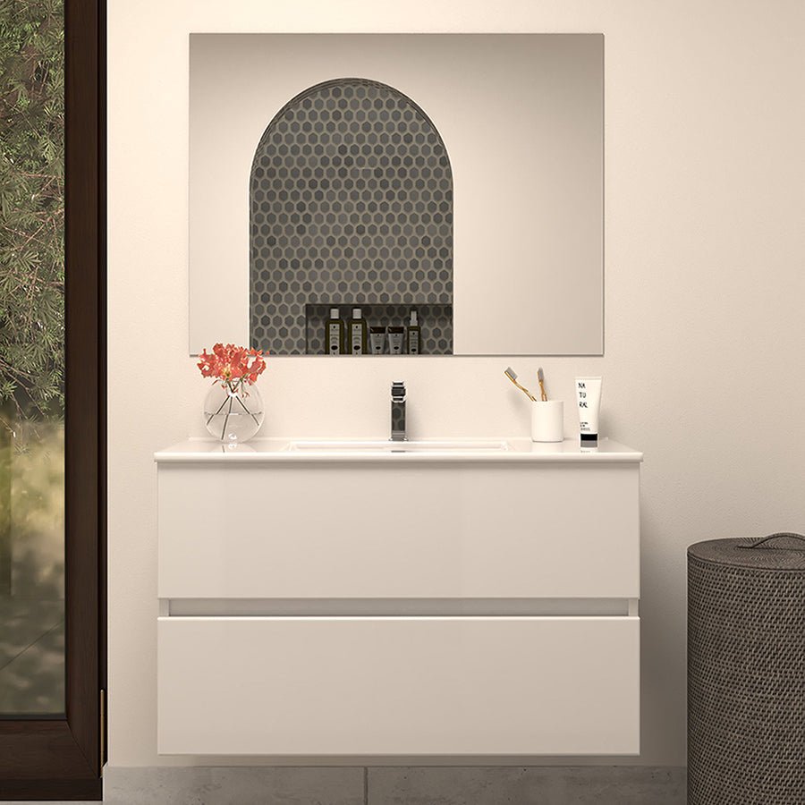 Meuble de salle de bain 70cm simple vasque - sans miroir - 2 tiroirs - IDA