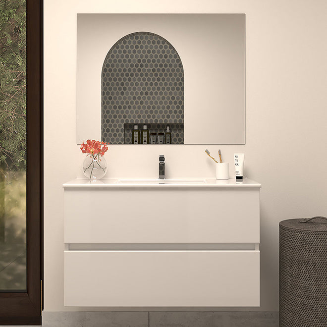 Meuble de salle de bain 70cm simple vasque - 2 tiroirs - IDA