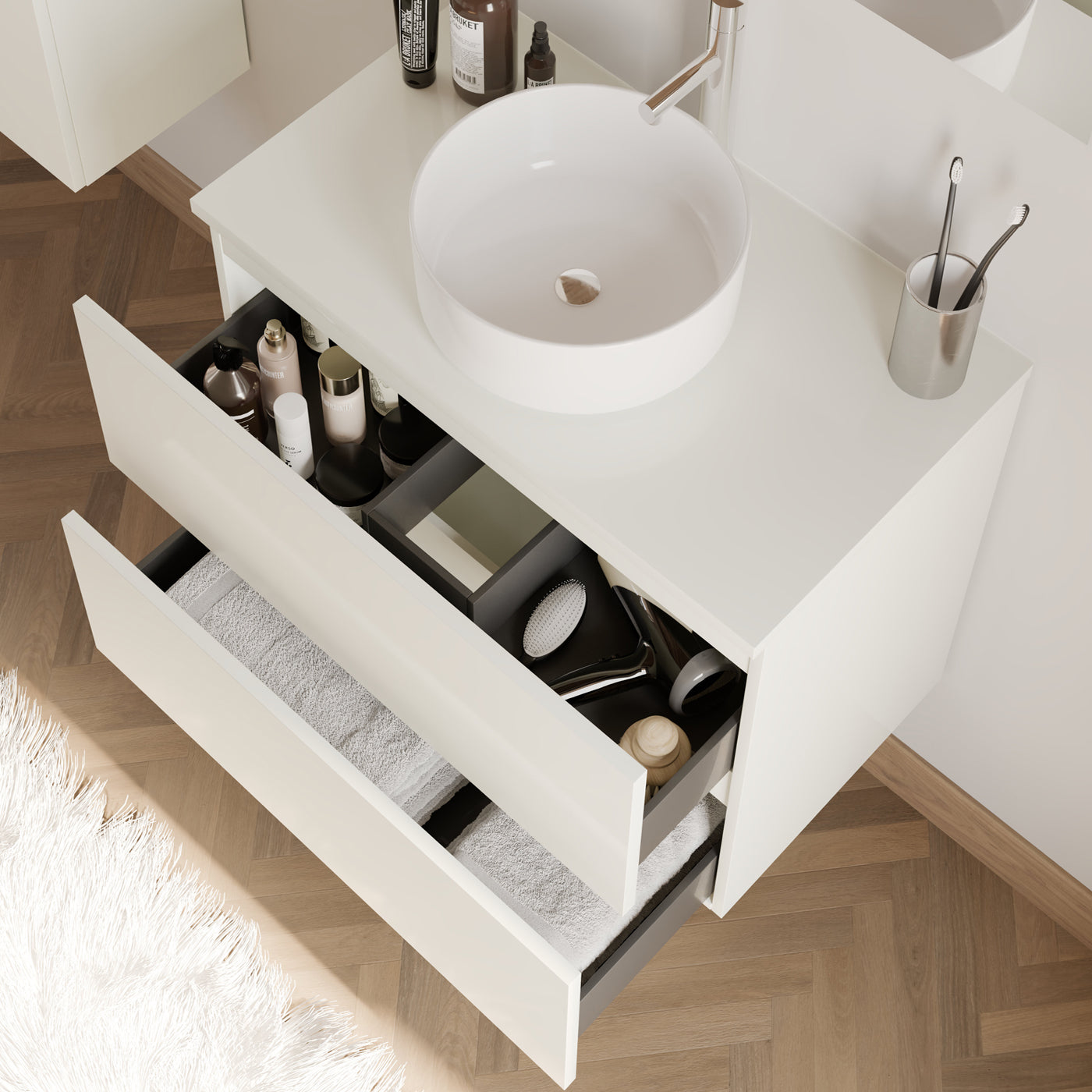 Meuble de salle de bain IDA 60 cm blanc ares vue de dessus
