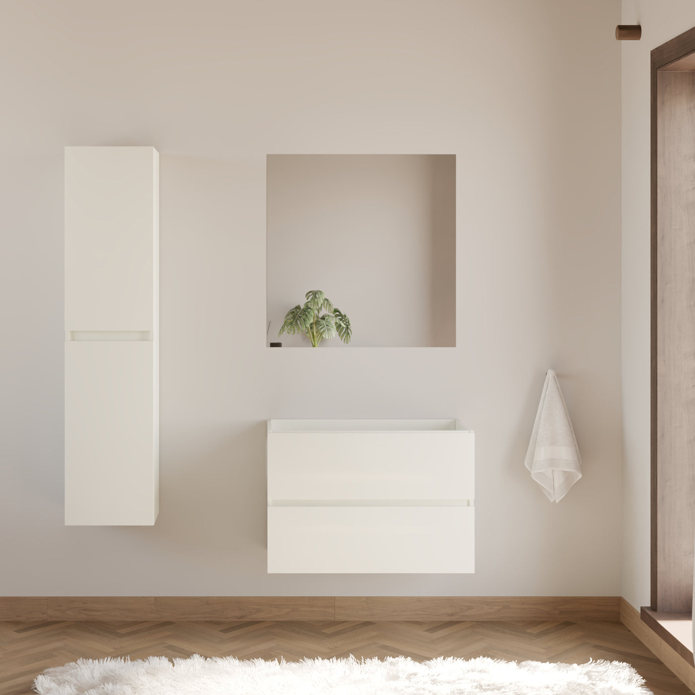 Meuble de salle de bain IDA 60 cm blanc meuble seul scene
