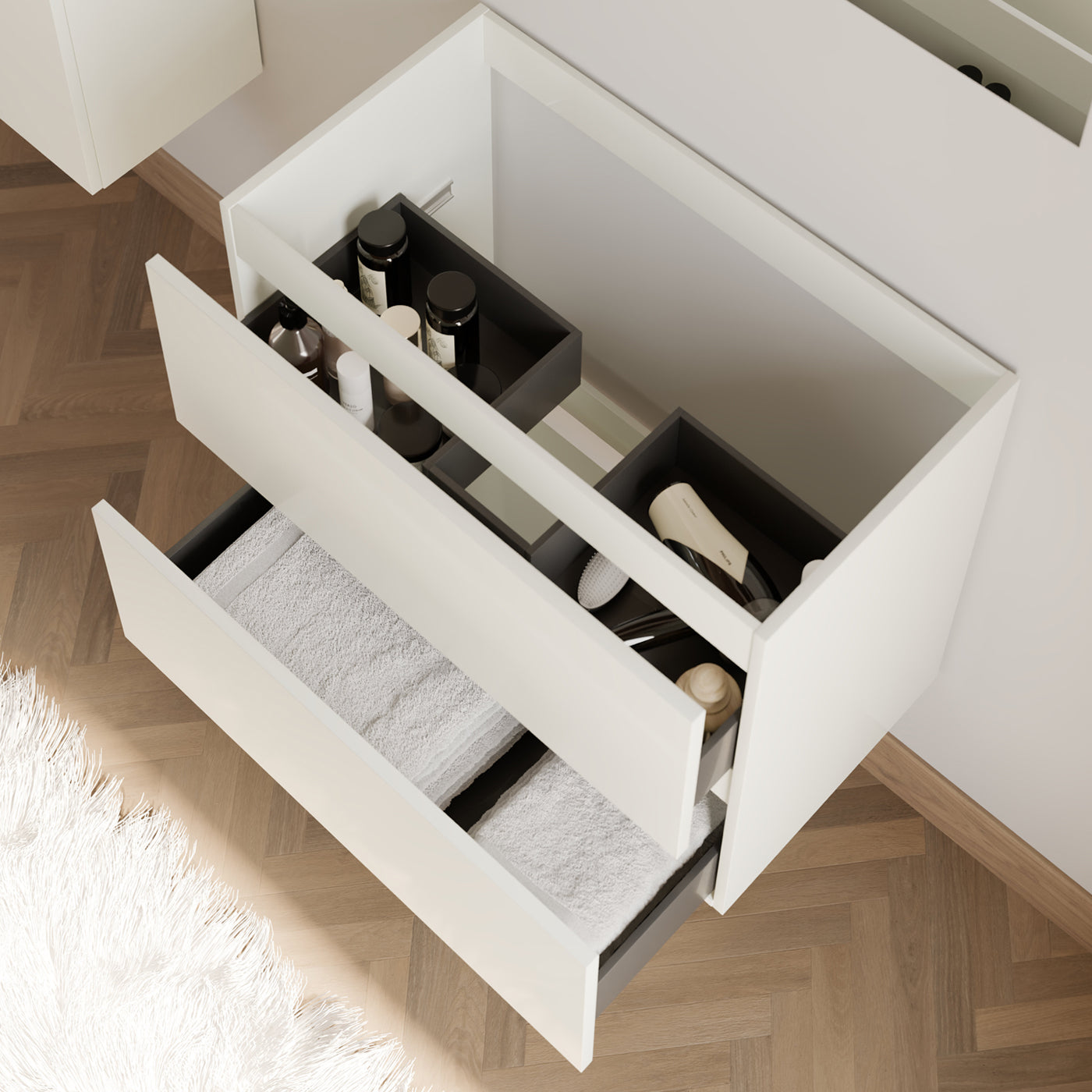 Meuble de salle de bain IDA 60 cm blanc meuble seul vue de dessus