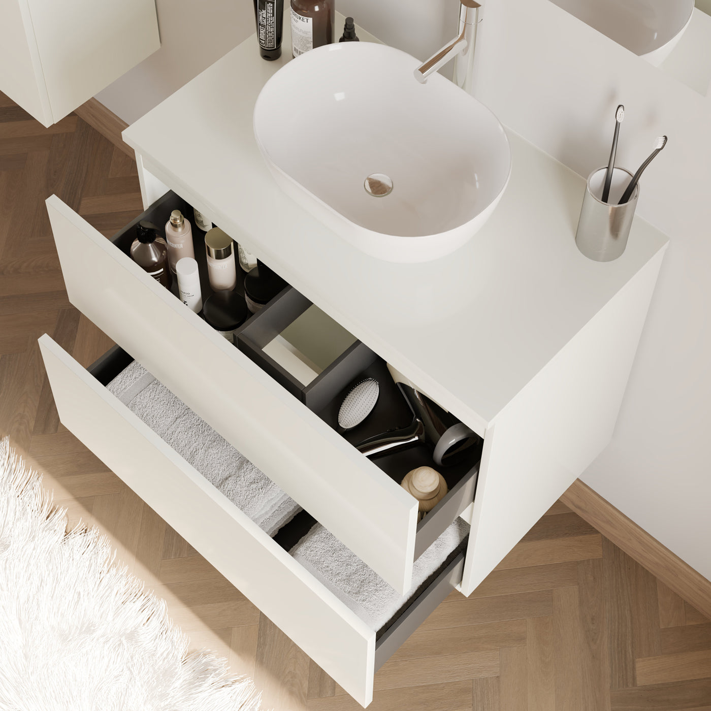 Meuble de salle de bain IDA 60 cm blanc zeus vue de dessus