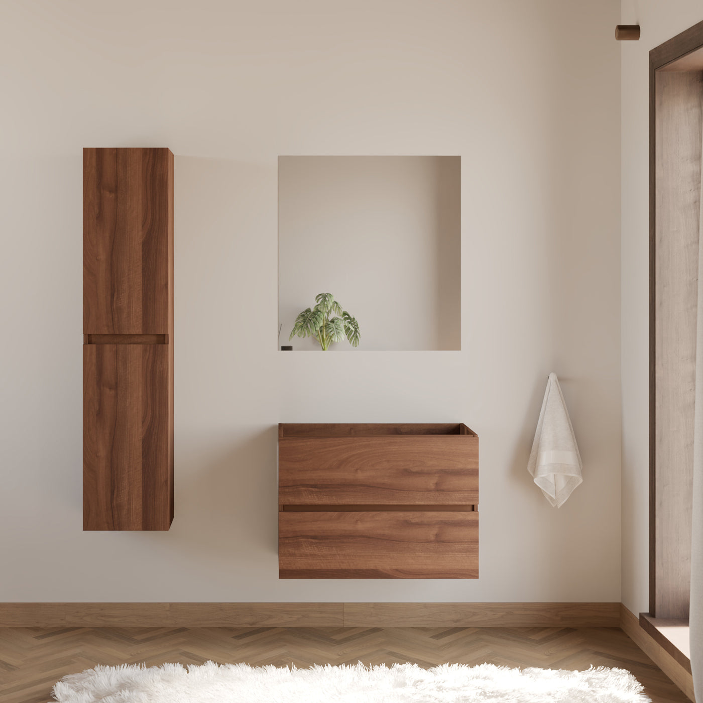 Meuble de salle de bain IDA 60 cm meuble seul nogal scene