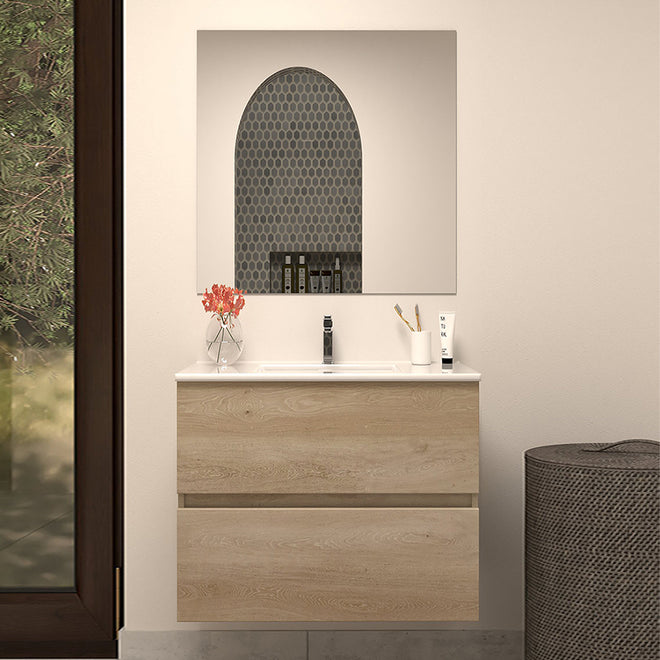 Meuble de salle de bain 60cm simple vasque - 2 tiroirs - IDA