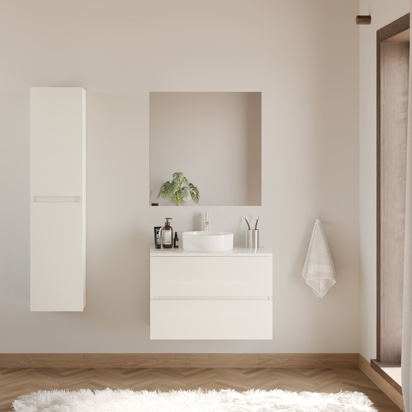 Meuble de salle de bain IDA 70 80 cm vasque ares blanc scene