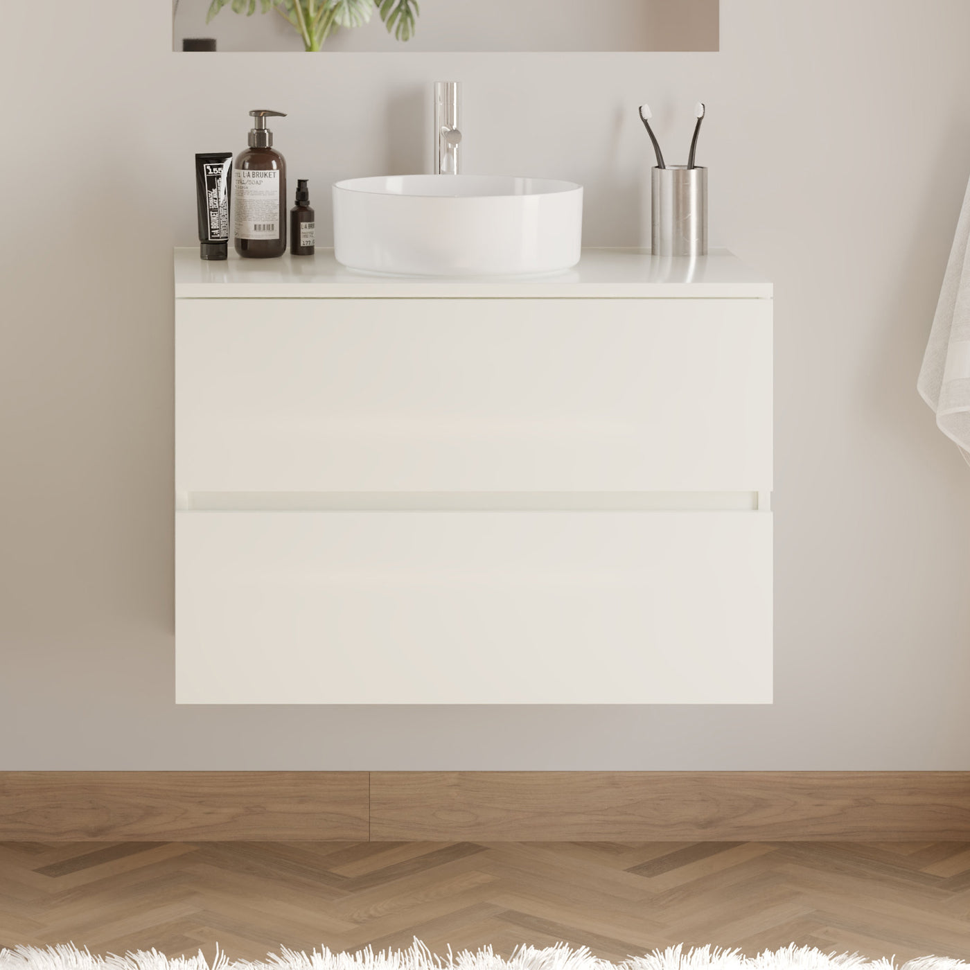 Meuble de salle de bain IDA 70 80 cm vasque ares blanc sans miroir