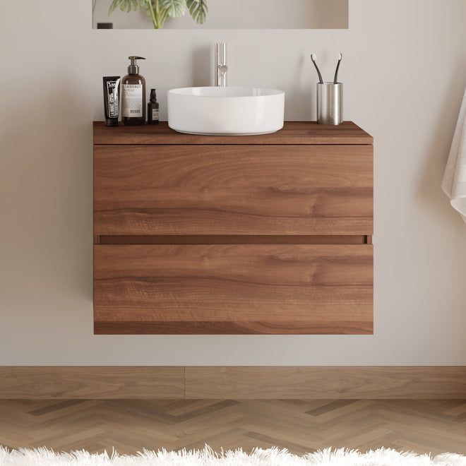 Meuble de salle de bain IDA 70 80 cm vasque ares nogal sans miroir