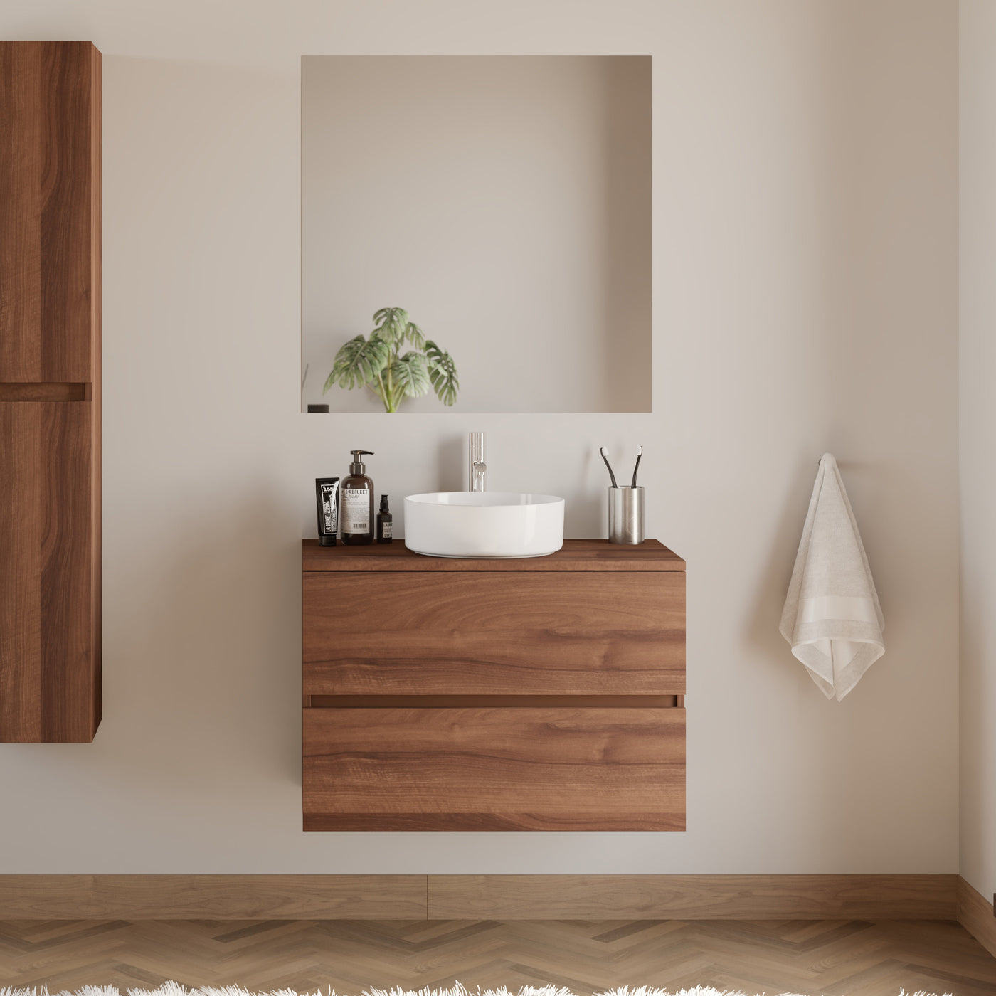 Meuble de salle de bain IDA 70 80 cm vasque ares nogal