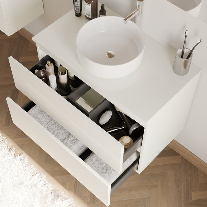 Meuble de salle de bain IDA 70 80 cm blanc vasque ares vue de dessus