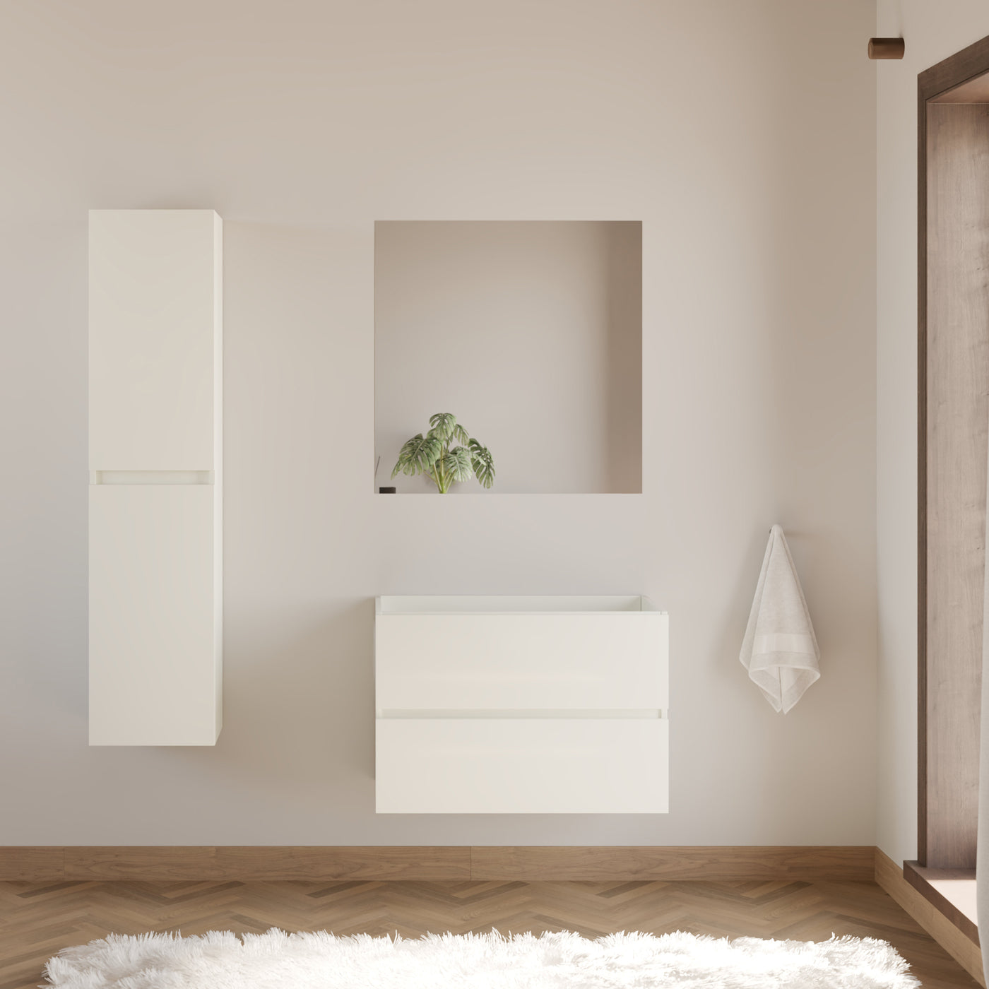 Meuble de salle de bain IDA 70 80 cm blanc meuble seul scene
