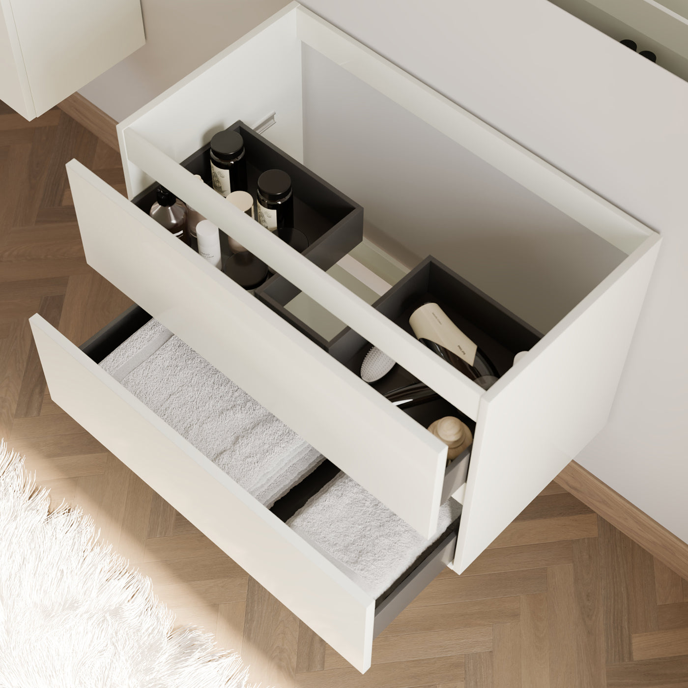 Meuble de salle de bain IDA 70 80 cm blanc meuble seul vue de dessus