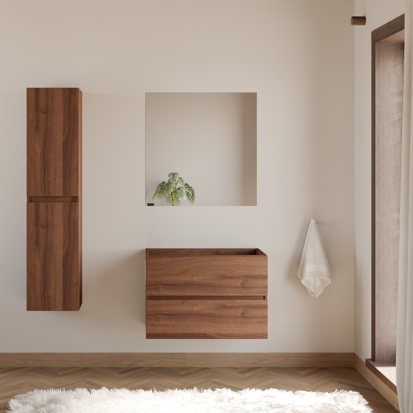 Meuble de salle de bain IDA 70 80 cm meuble seul nogal scene
