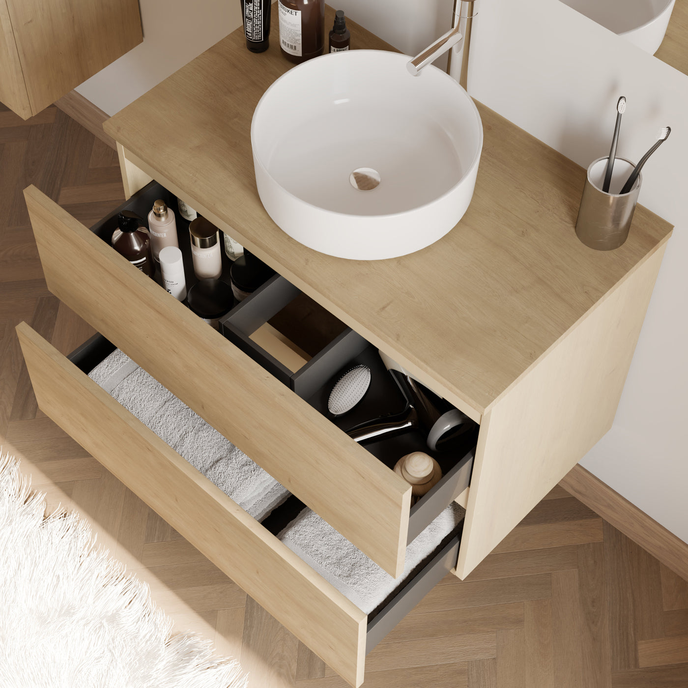 Meuble de salle de bain IDA 70 80 cm nebraska vasque ares vue de dessus