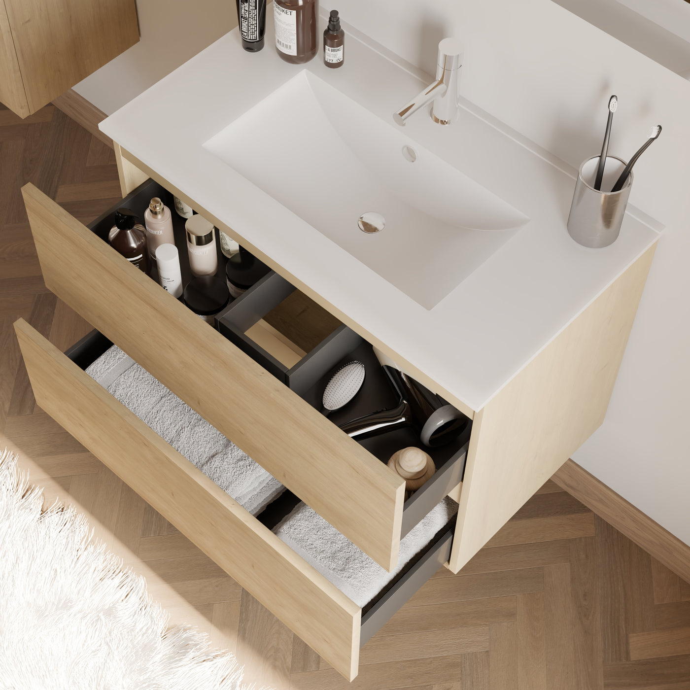 Meuble de salle de bain IDA 70 80 cm nebraska plan vasque vue de dessus