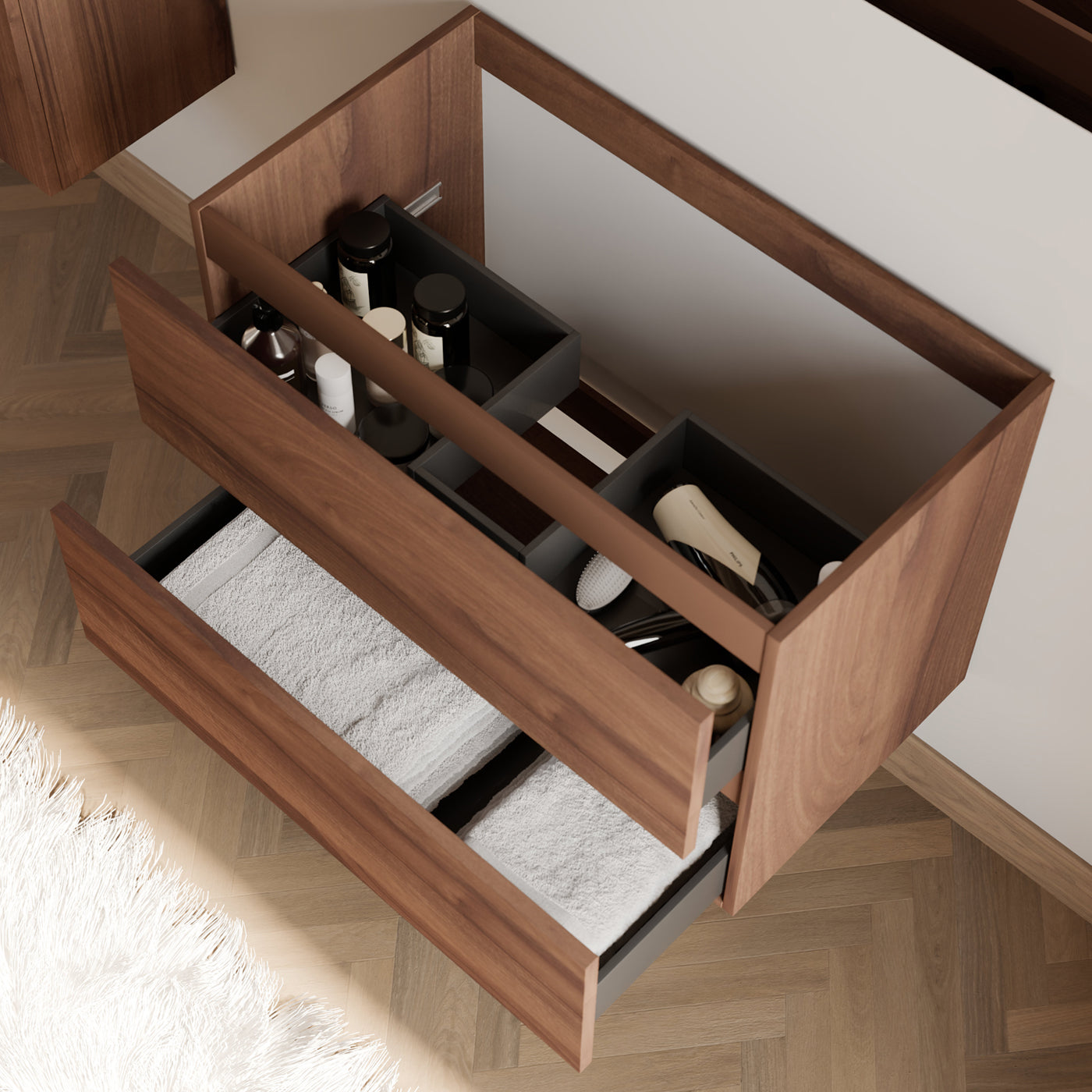 Meuble de salle de bain IDA 70 80 cm nogal meuble seul vue de dessus