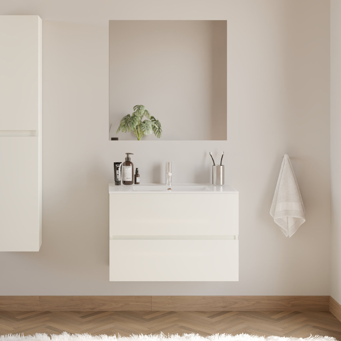 Meuble de salle de bain IDA 70 80 cm plan vasque blanc