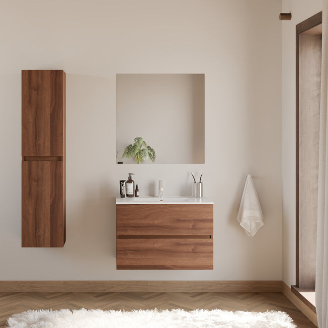 Meuble de salle de bain IDA 70 80 cm plan vasque nogal scene