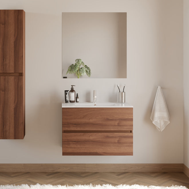 Meuble de salle de bain IDA 70 80 cm plan vasque nogal