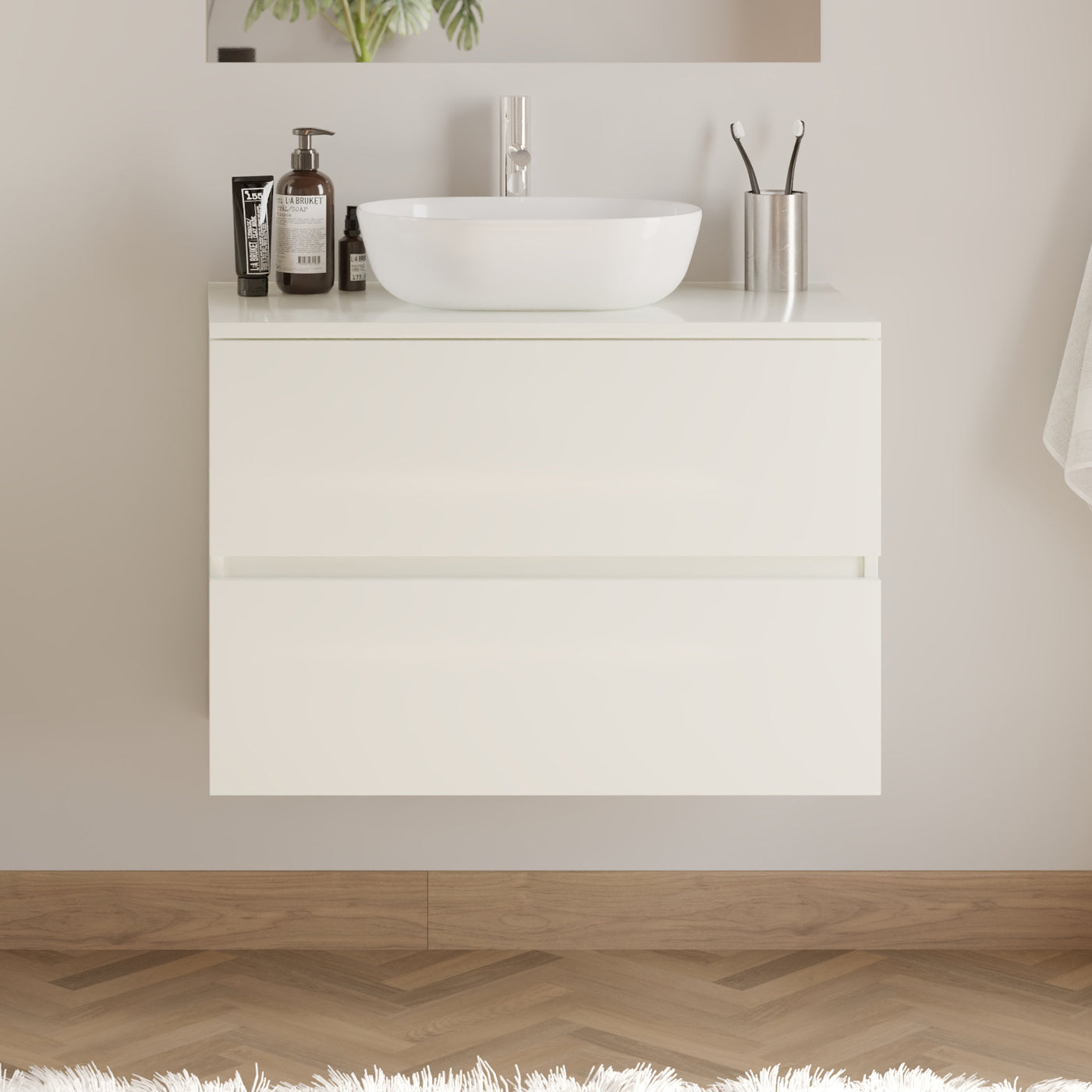 Meuble de salle de bain IDA 70 80 cm vasque zeus blanc sans miroir