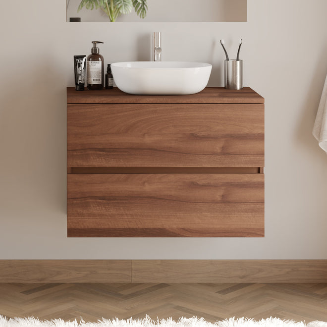 Meuble de salle de bain IDA 70 80 cm vasque zeus nogal sans miroir