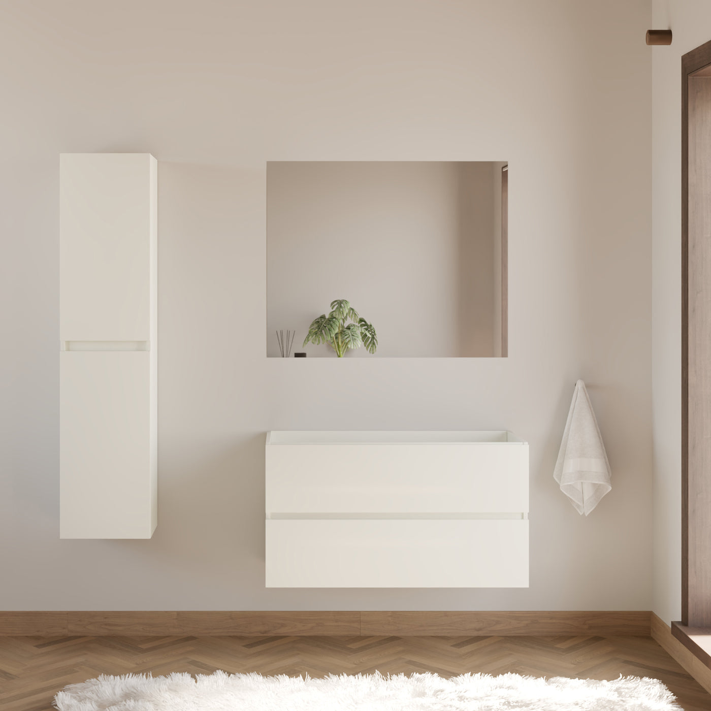Meuble sous vasque seul, 2 tiroirs, 90cm, pour simple vasque - IDA