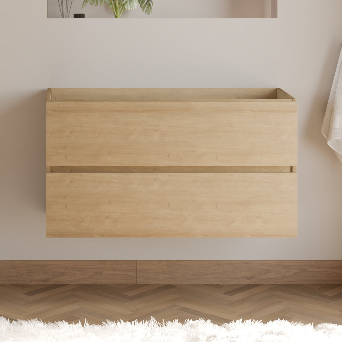 Meuble sous vasque seul, 2 tiroirs, 90cm, pour simple vasque - IDA