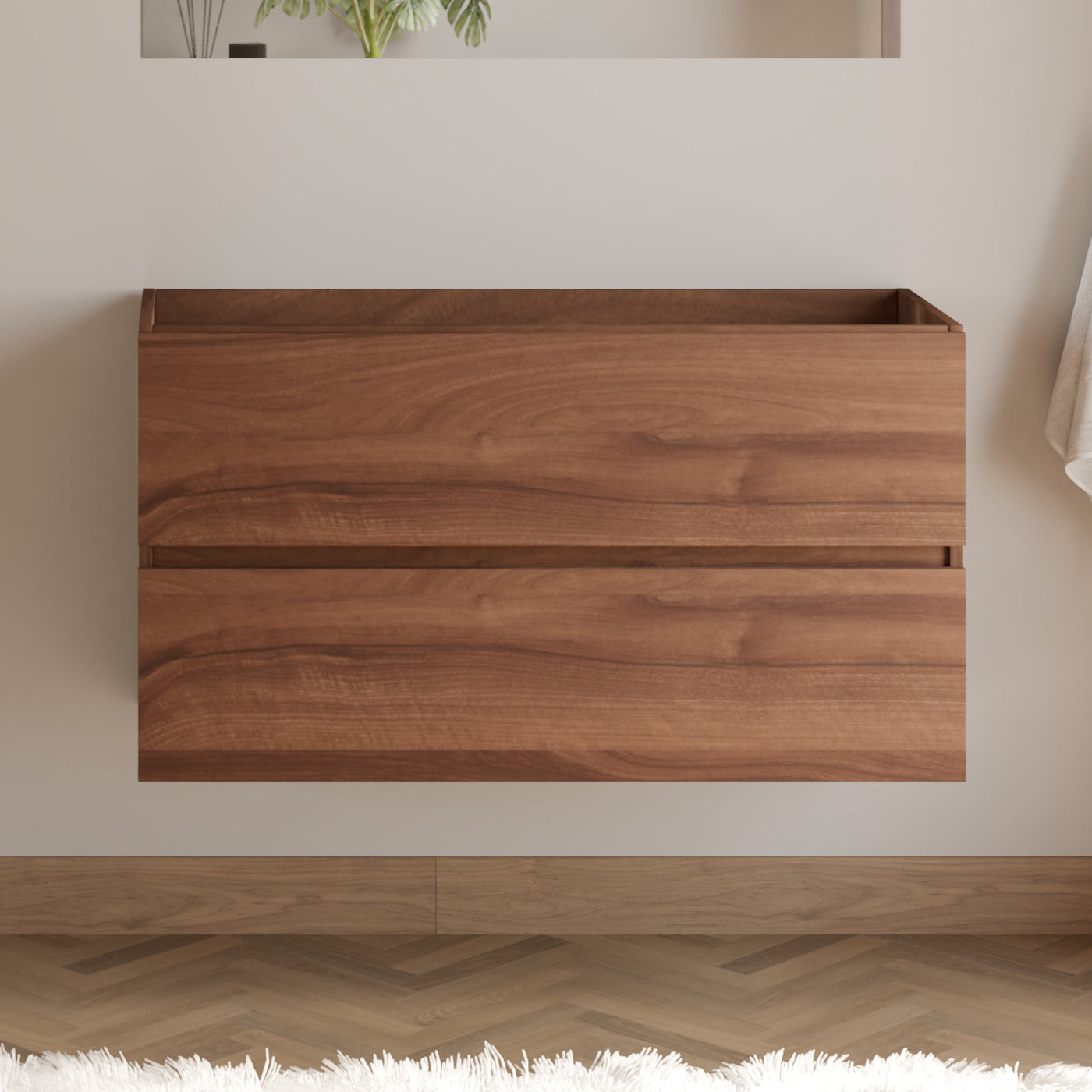 Meuble sous vasque seul, 2 tiroirs, 90cm, pour simple vasque - IDA